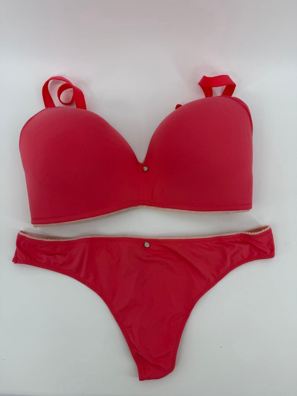 Pink bra and panty set, Adore Me, size 36DD/Large